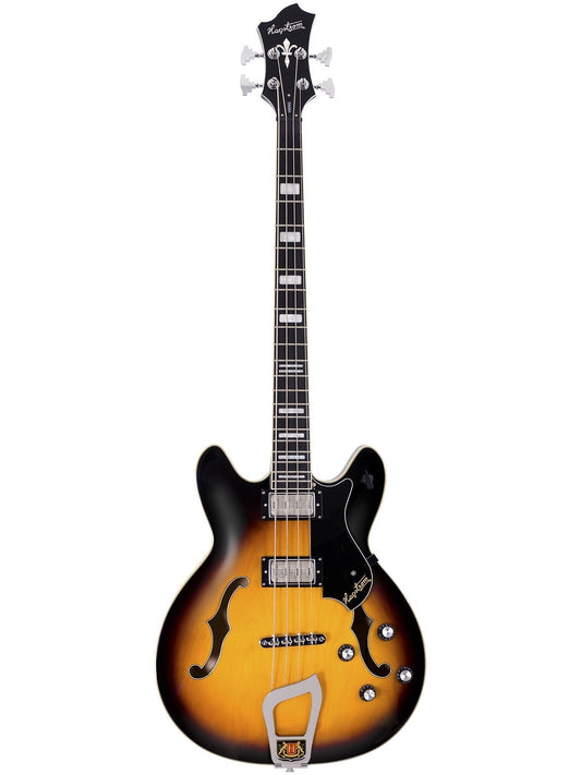 Hagstrom Viking Semi-Hollow 4-String Electric Bass, Tobacco Sunburst